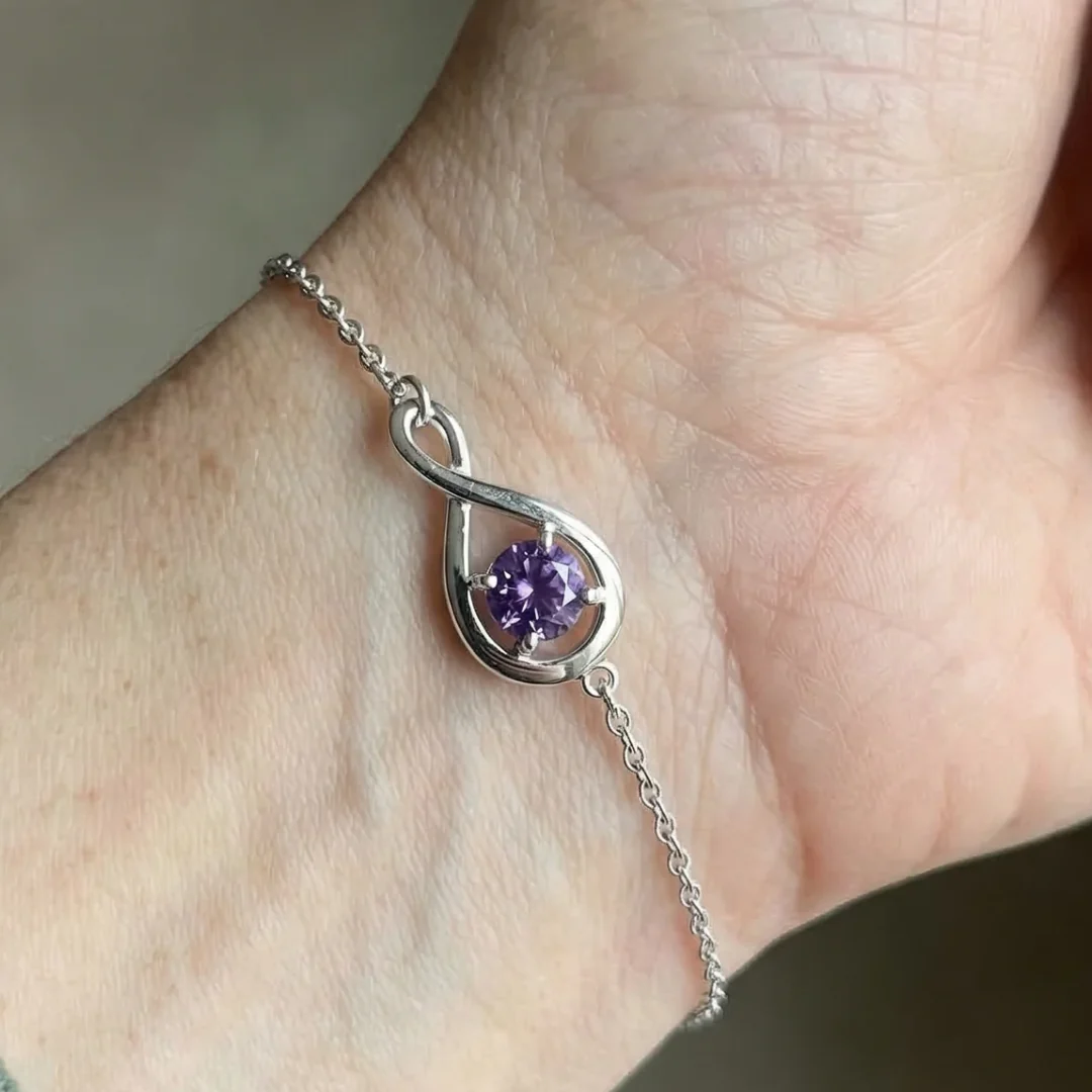 Amethyst Infinity Bracelet | White Gold - Image 2