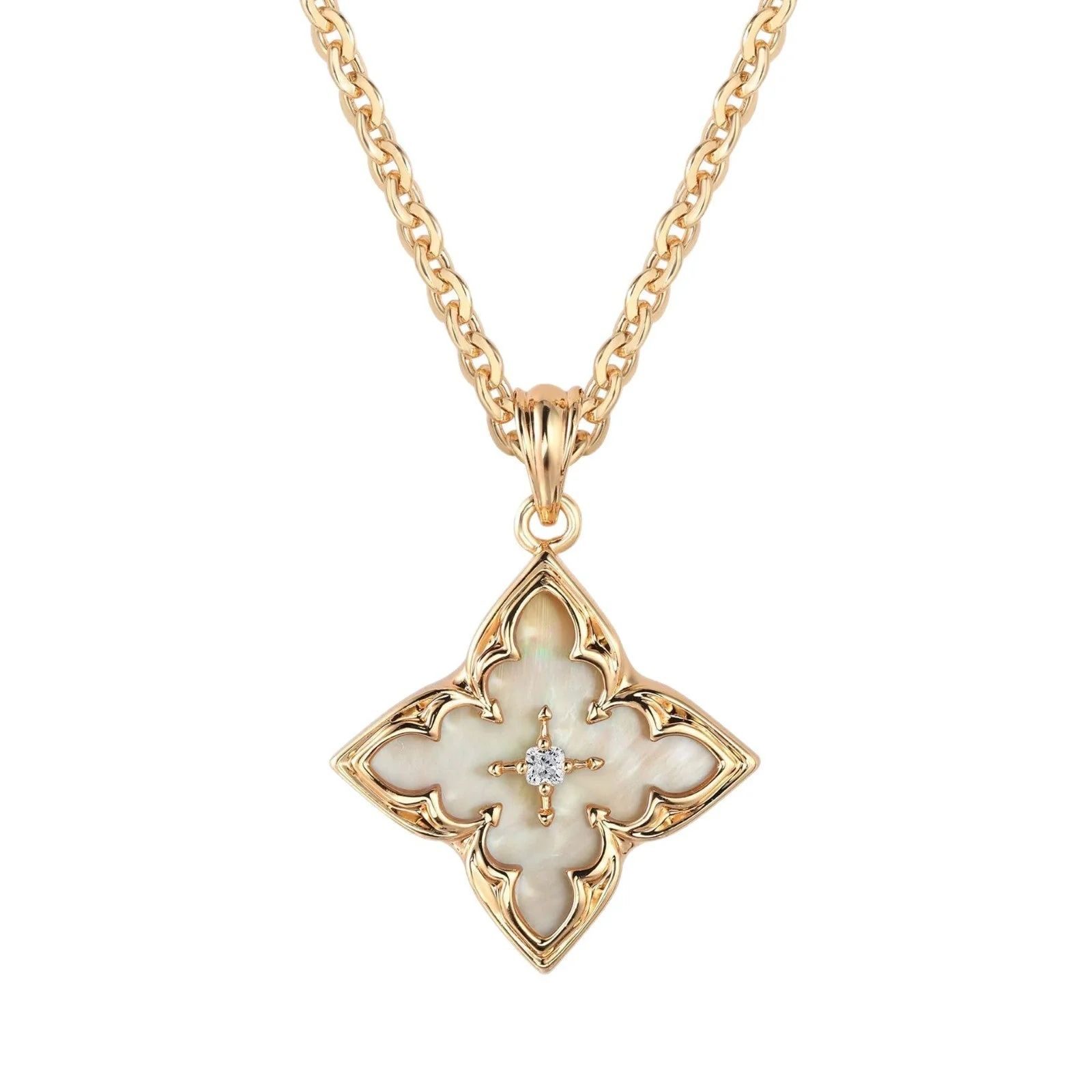 Blue Clover Pendant Necklace | Gold - Image 2