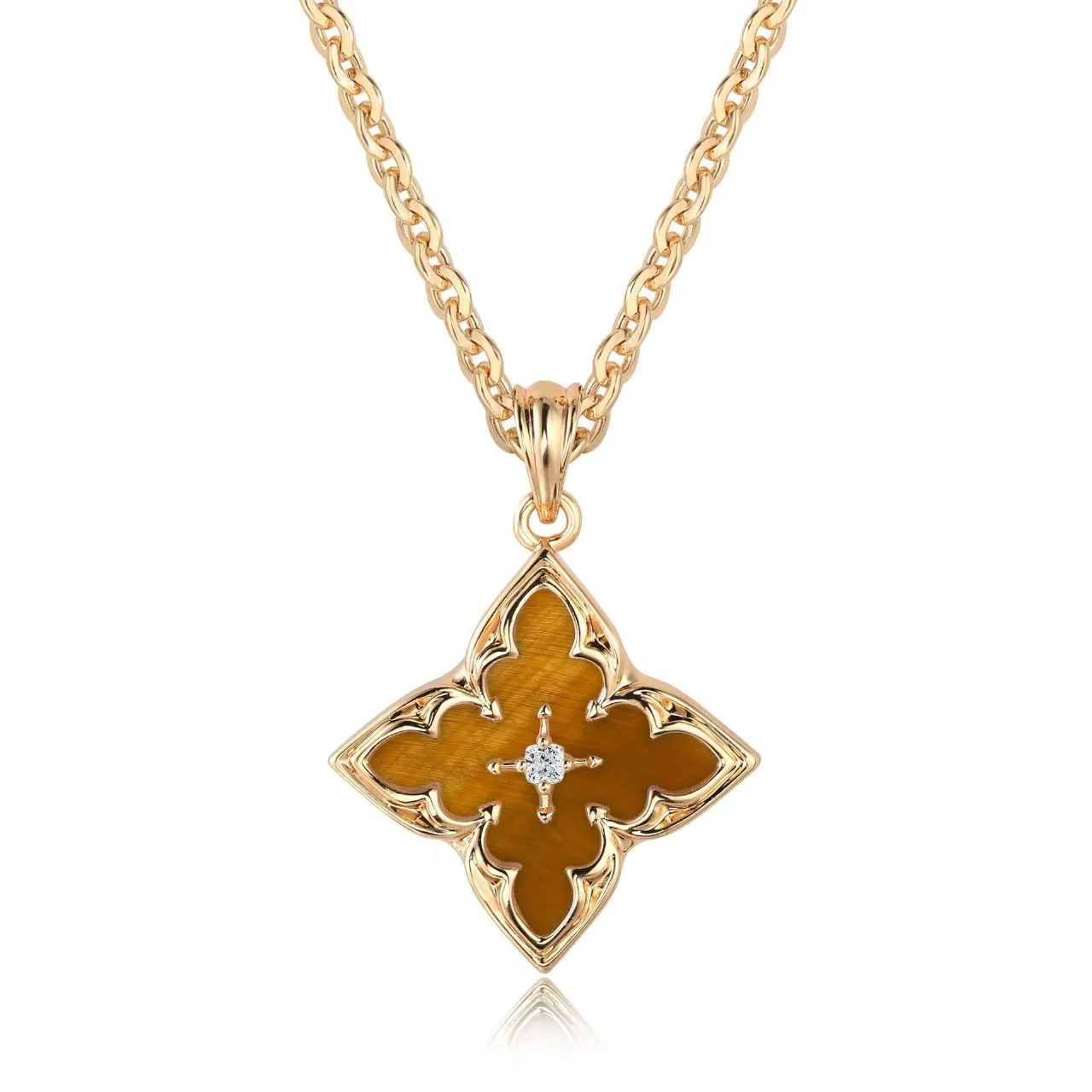 Blue Clover Pendant Necklace | Gold - Image 3