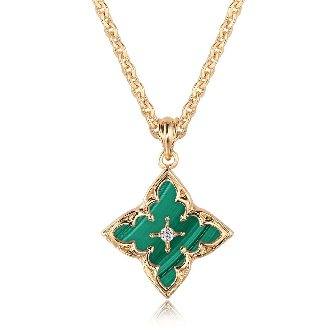 Brown Clover Pendant Necklace | Gold - Image 4