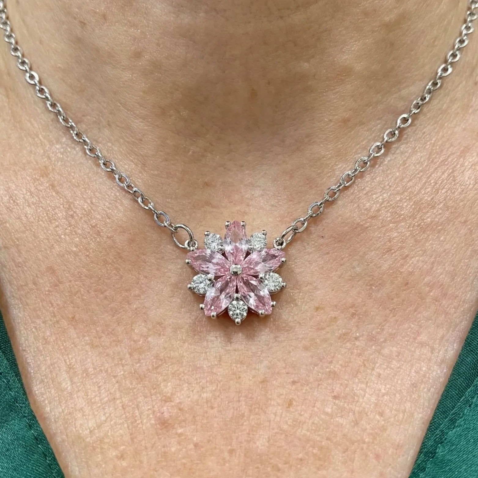 Cherry Blossom Necklace | White Gold - Image 2