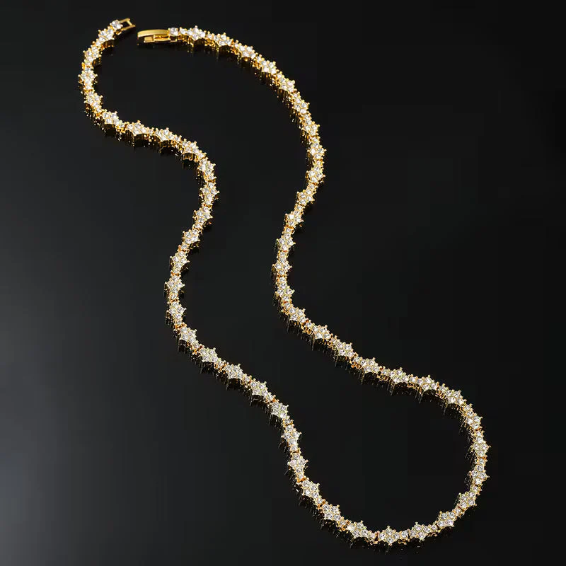 Classic Cluster Tennis Necklace | White Gold - Image 4