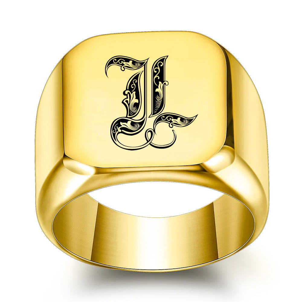 Classic Noble Initial Ring | Gold - Image 12