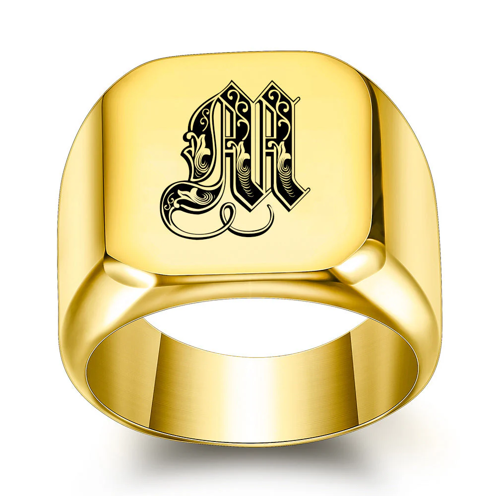 Classic Noble Initial Ring | Gold - Image 13