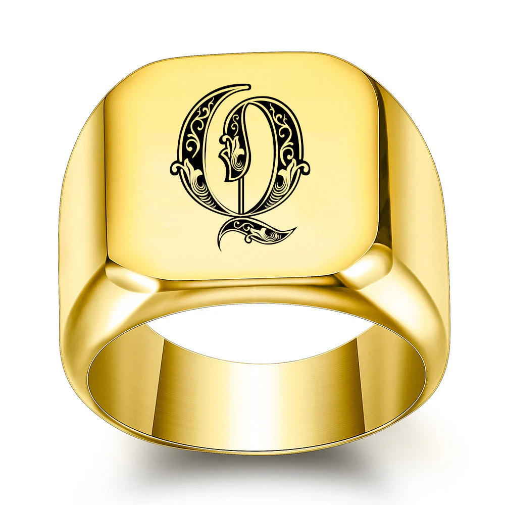 Classic Noble Initial Ring | Gold - Image 17