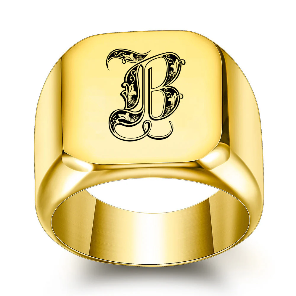 Classic Noble Initial Ring | Gold - Image 2