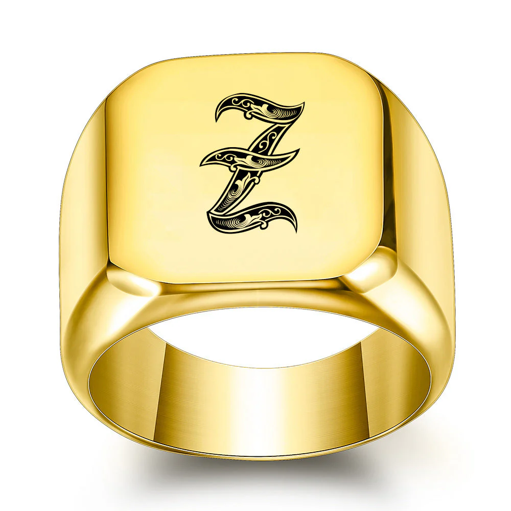 Classic Noble Initial Ring | Gold - Image 25