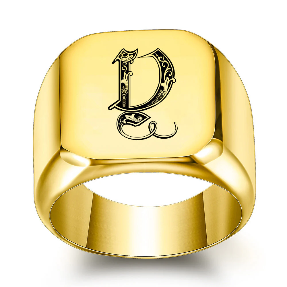 Classic Noble Initial Ring | Gold - Image 26