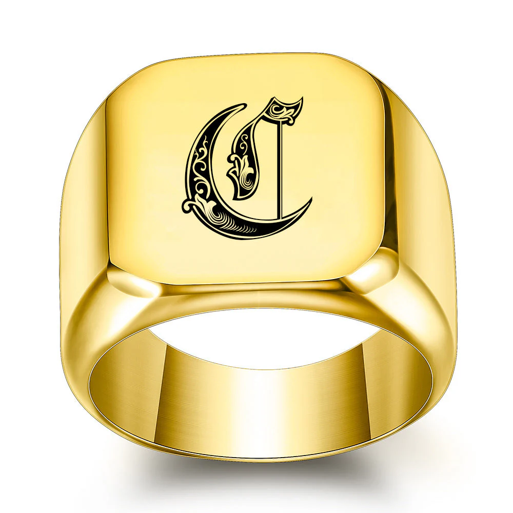 Classic Noble Initial Ring | Gold - Image 3