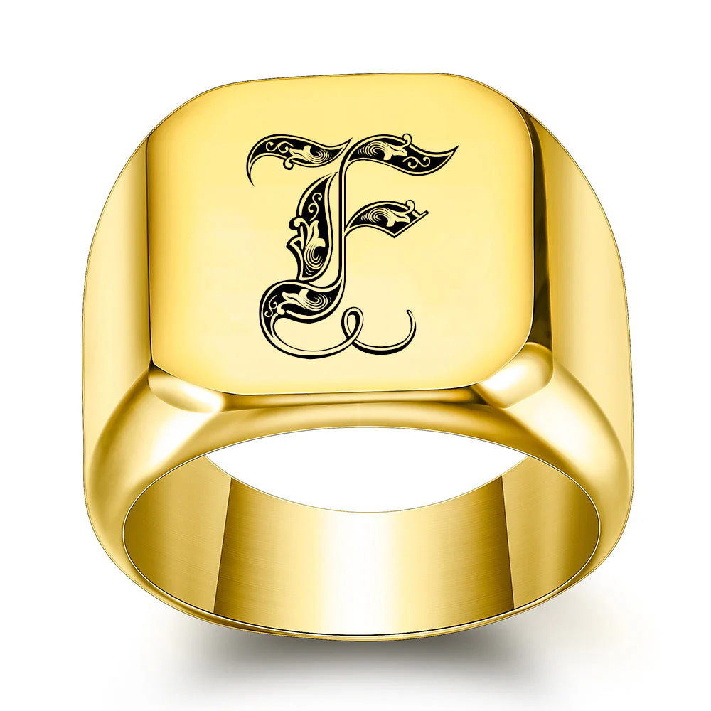 Classic Noble Initial Ring | Gold - Image 6
