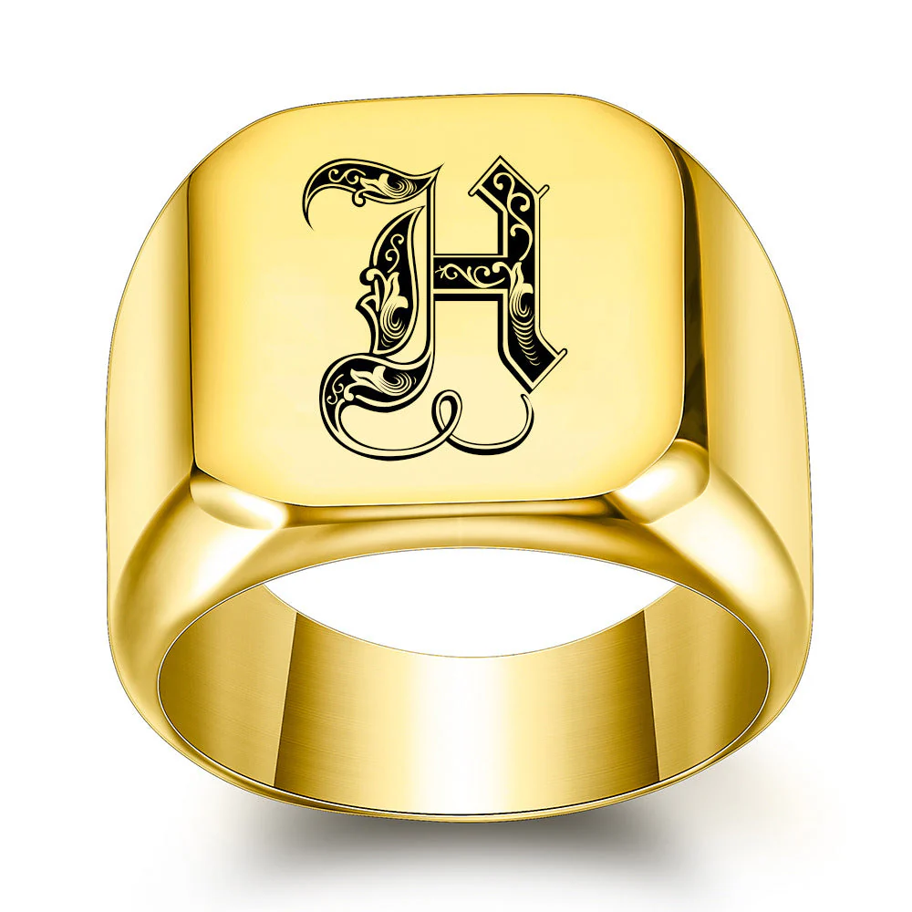 Classic Noble Initial Ring | Gold - Image 8