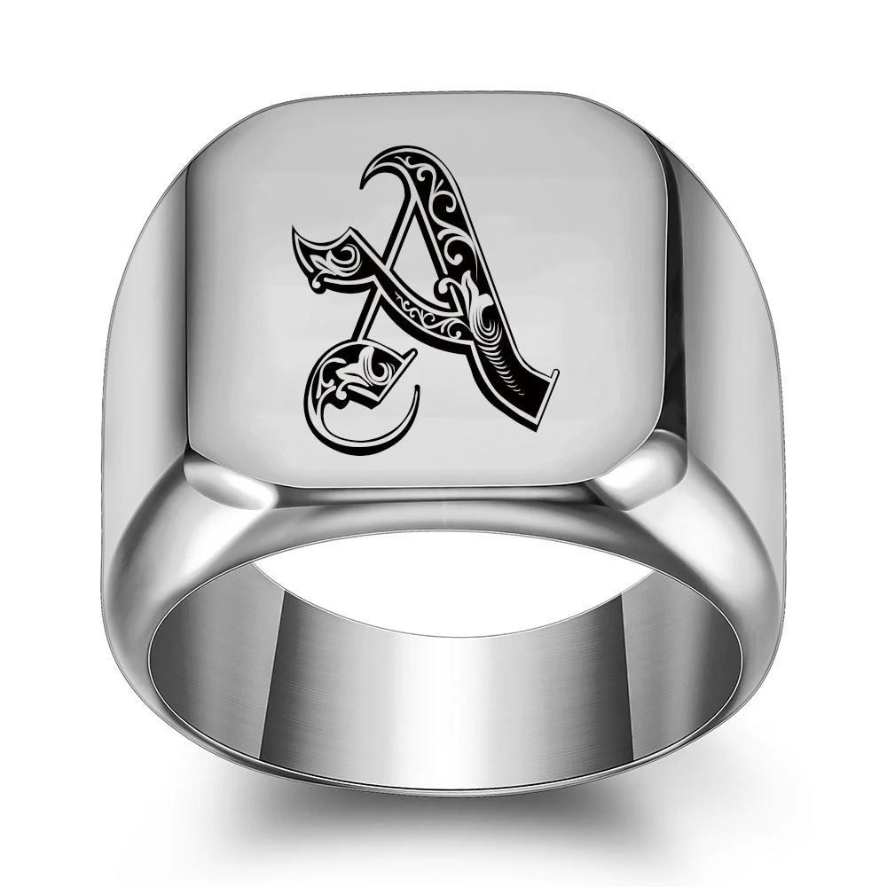 Classic Noble Initial Ring | White Gold