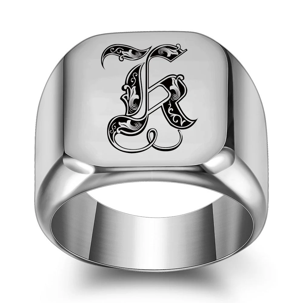 Classic Noble Initial Ring | White Gold - Image 11