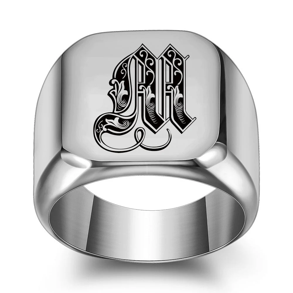 Classic Noble Initial Ring | White Gold - Image 13