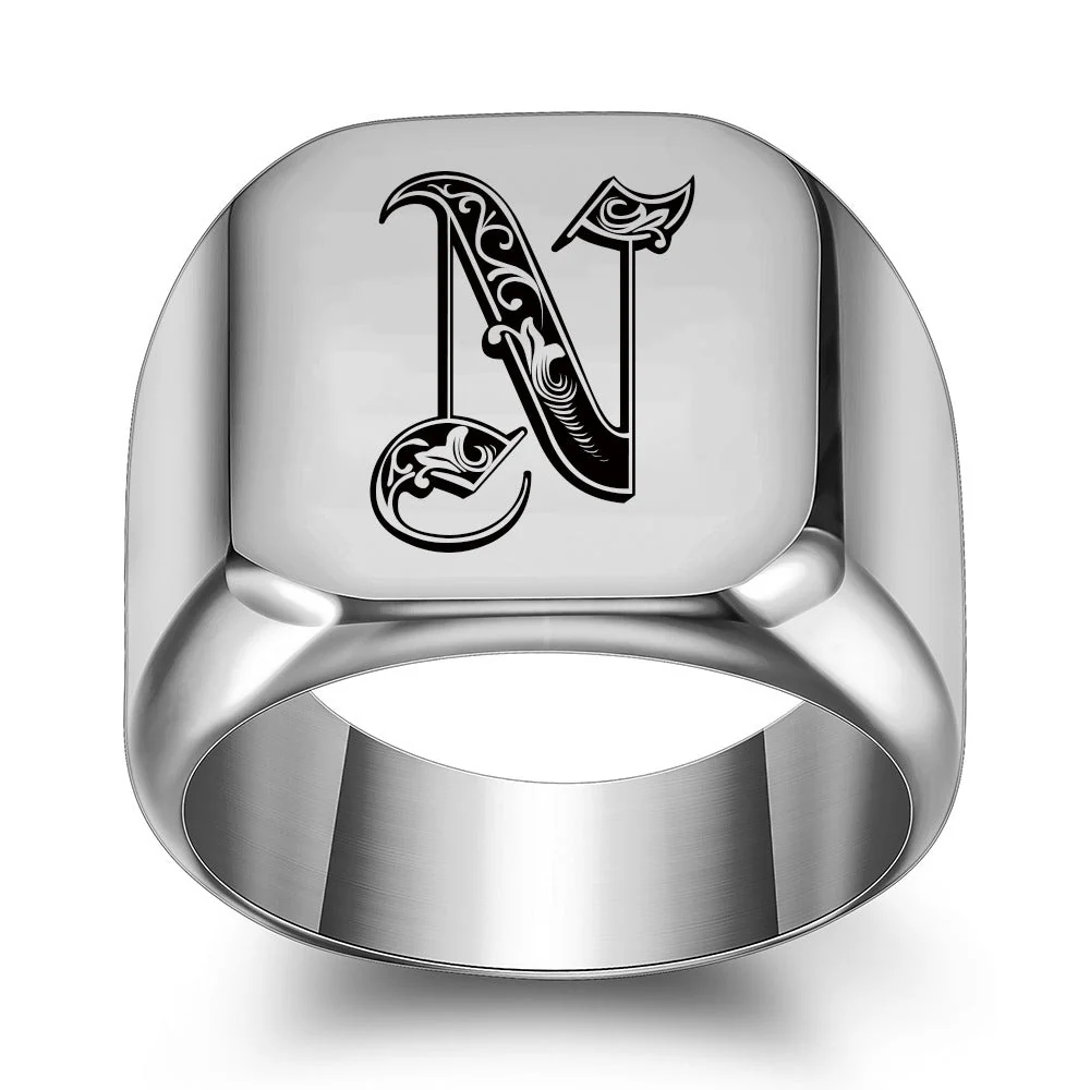 Classic Noble Initial Ring | White Gold - Image 14