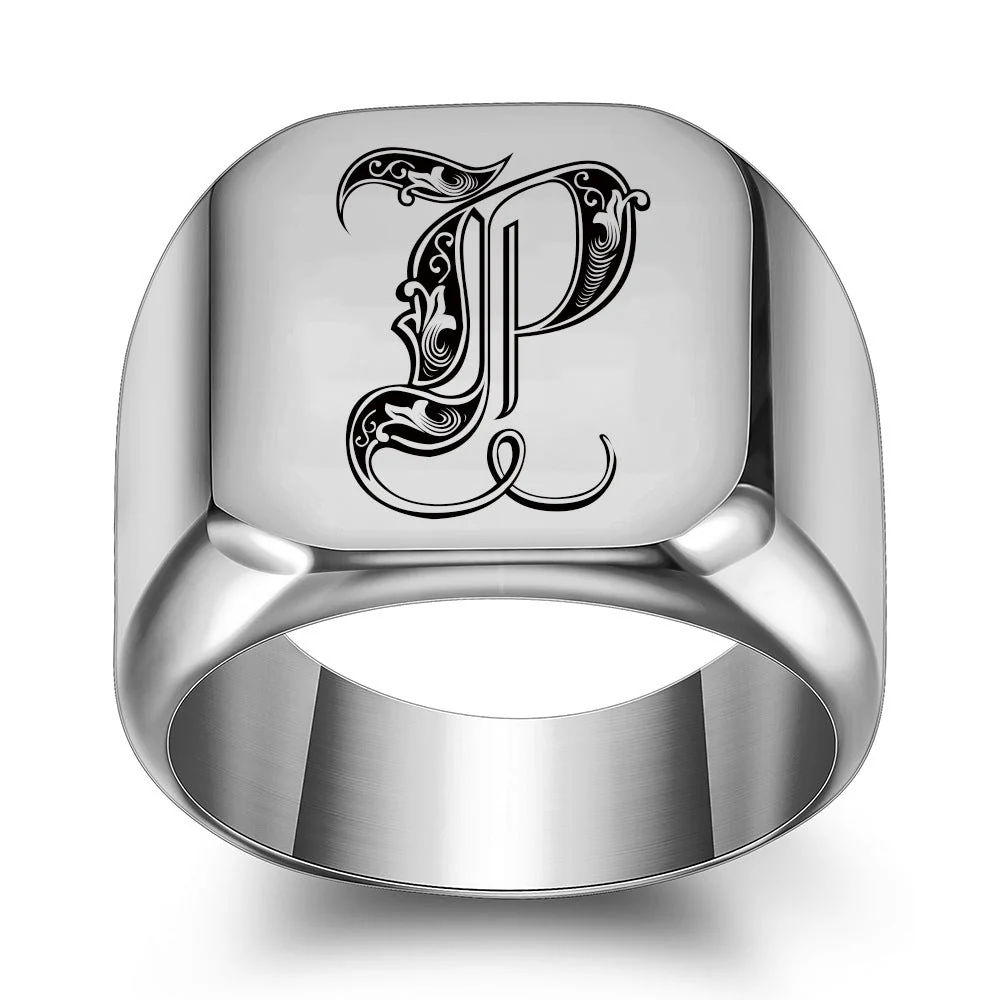 Classic Noble Initial Ring | White Gold - Image 16