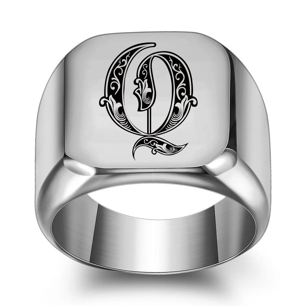 Classic Noble Initial Ring | White Gold - Image 17