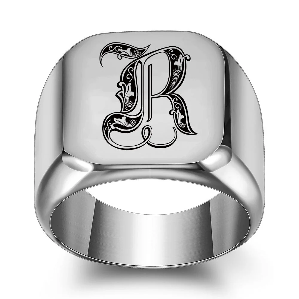 Classic Noble Initial Ring | White Gold - Image 18