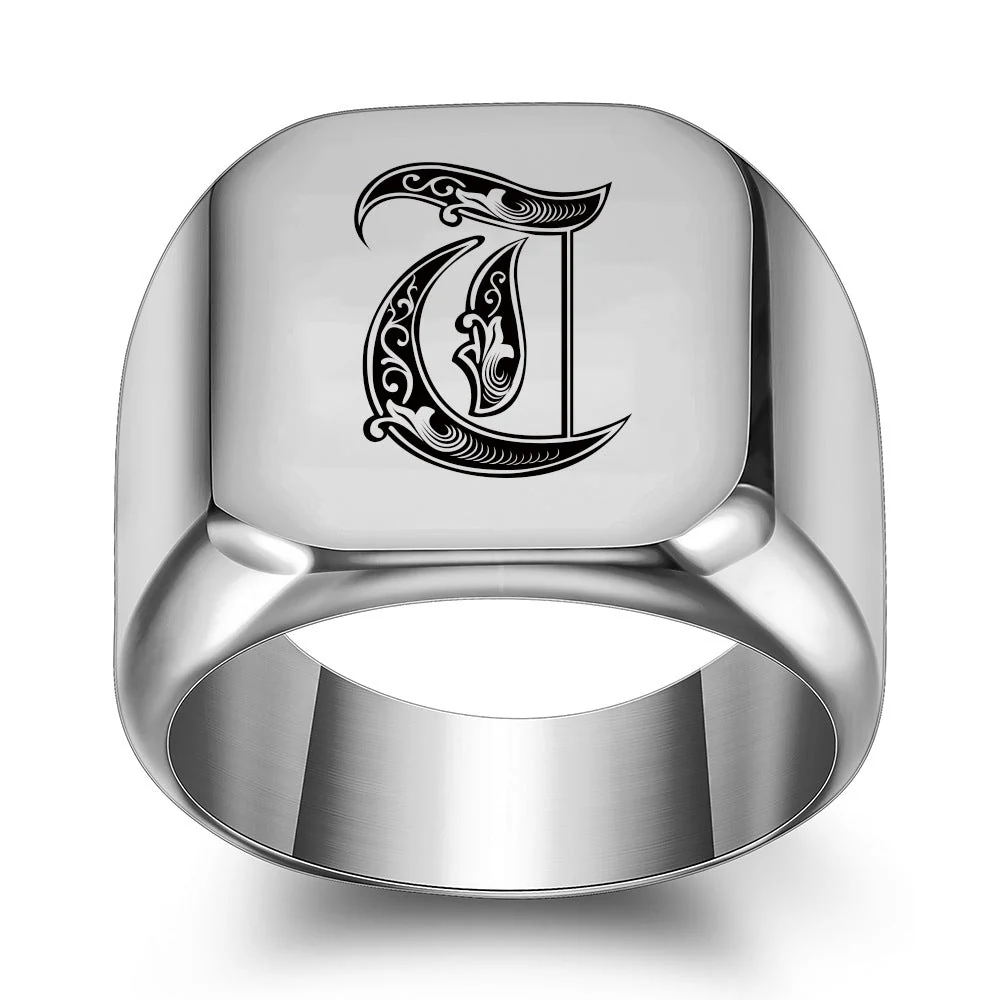 Classic Noble Initial Ring | White Gold - Image 20