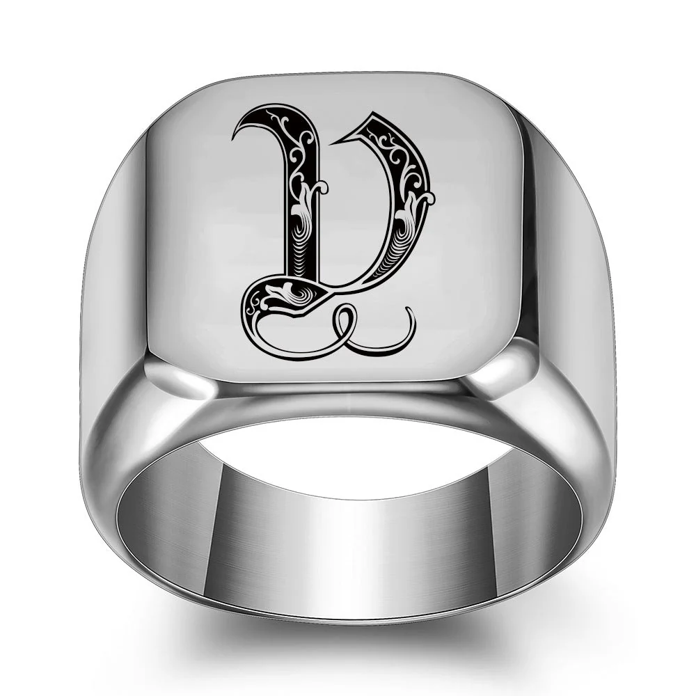Classic Noble Initial Ring | White Gold - Image 22