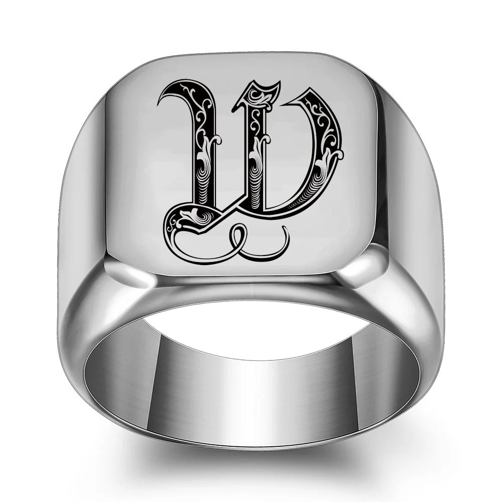 Classic Noble Initial Ring | White Gold - Image 23