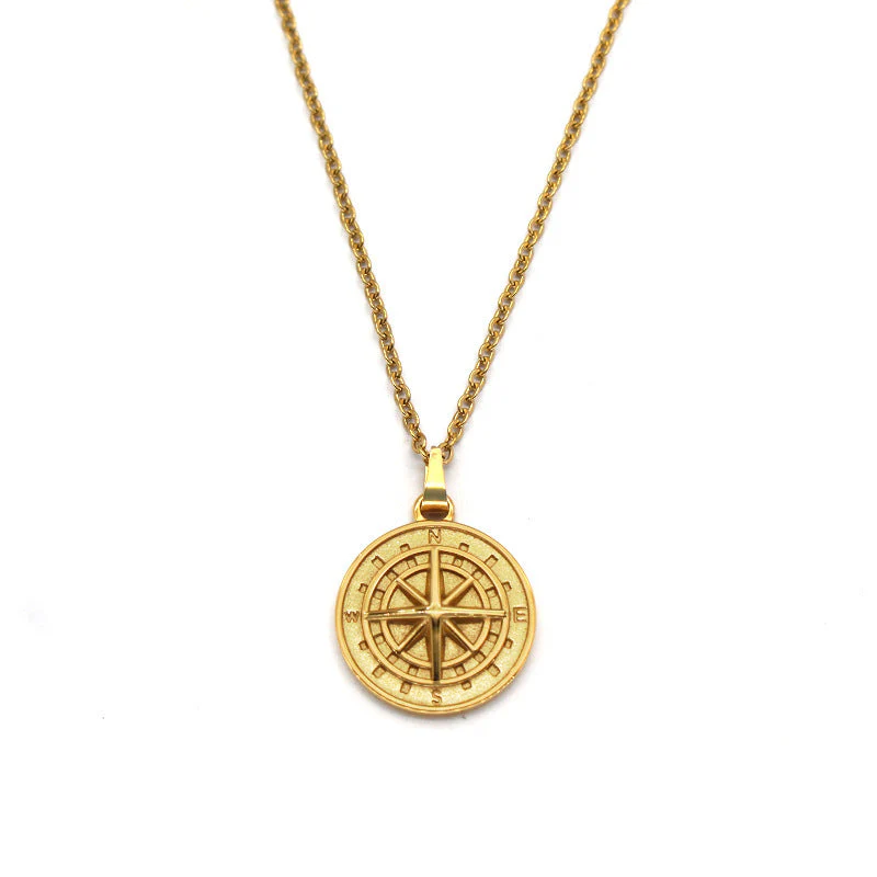 Compass Pendant Necklace | White Gold - Image 2
