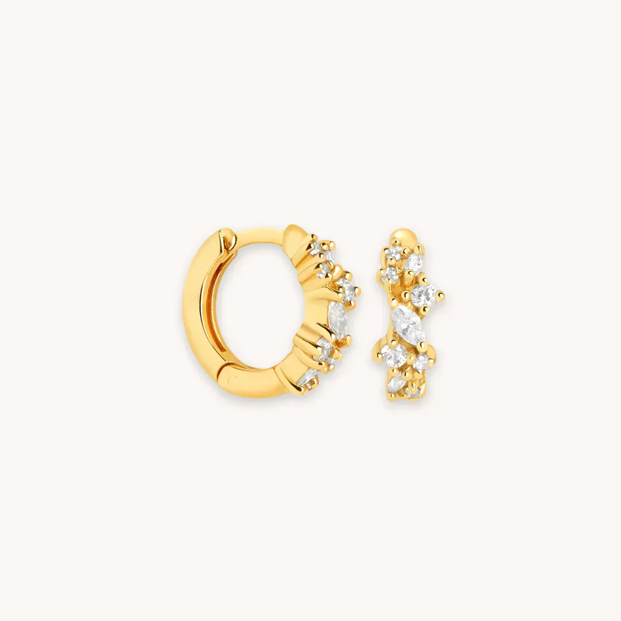 Crystal Cluster Huggies | White Gold - Image 2