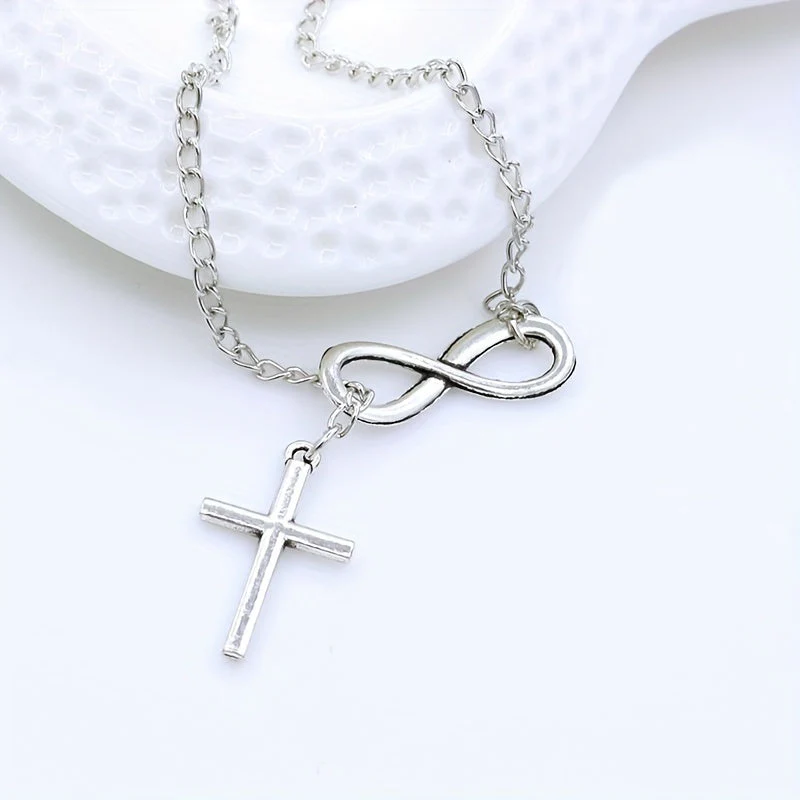 Eternal Cross Pendant Necklace | White Gold
