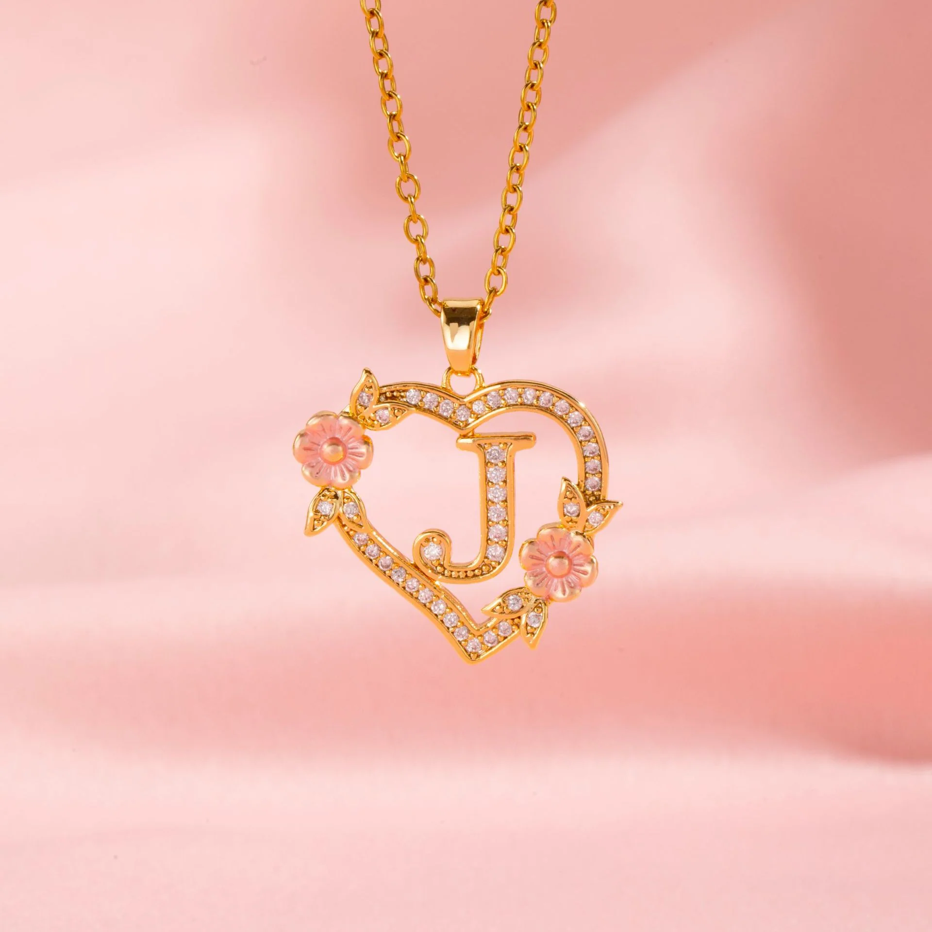 Floral Charm Initial Necklace | Gold - Image 10