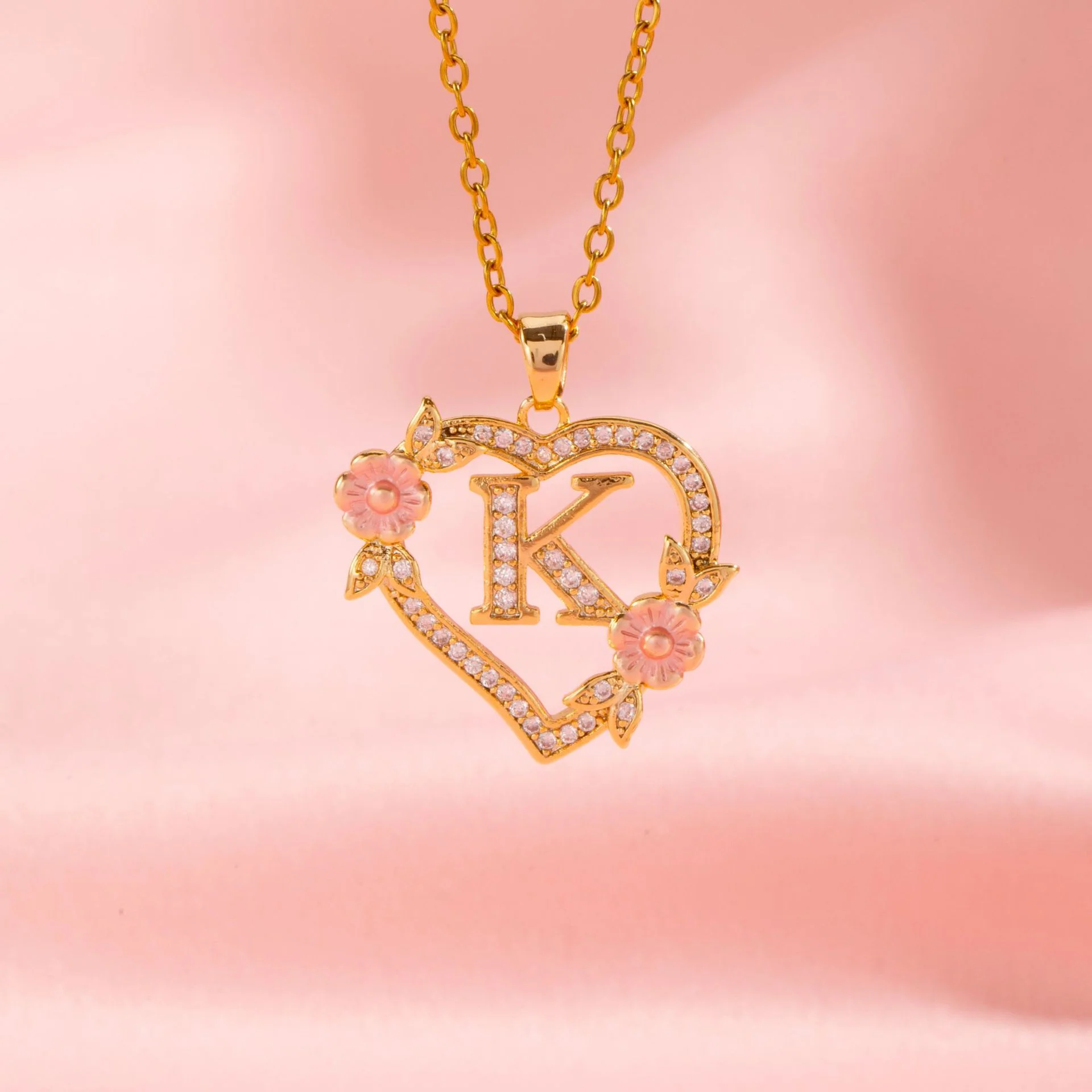 Floral Charm Initial Necklace | Gold - Image 11