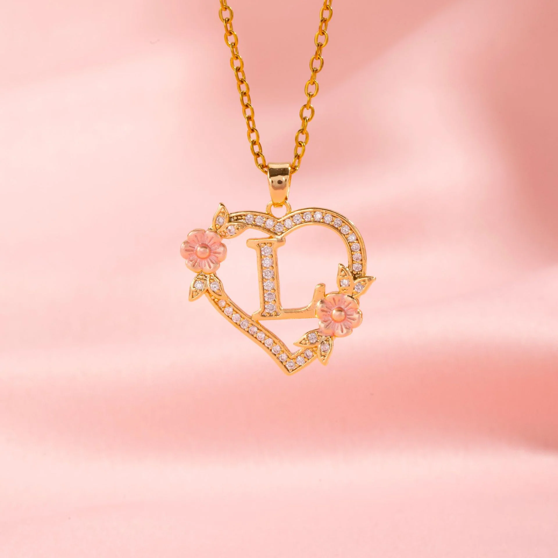 Floral Charm Initial Necklace | Gold - Image 12