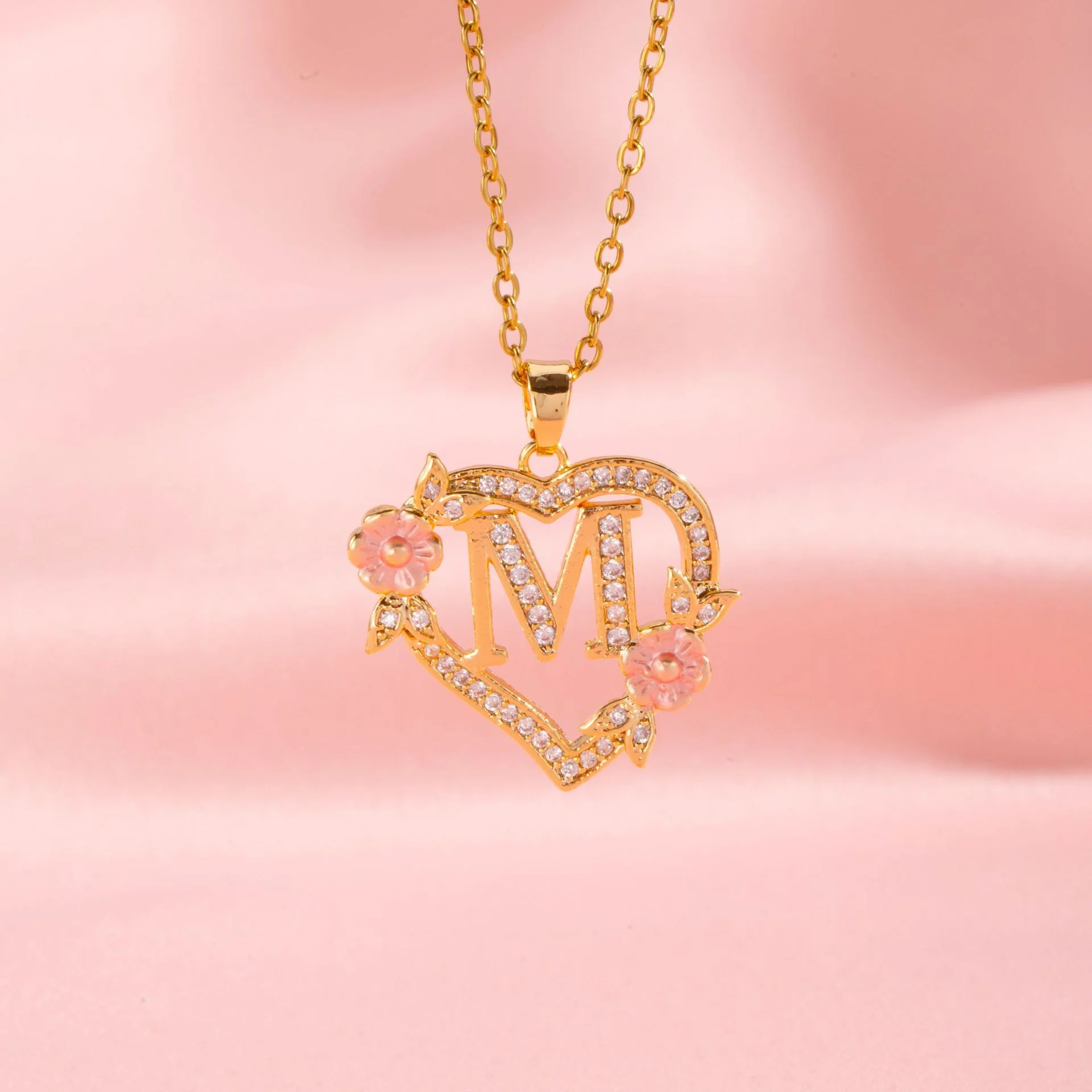 Floral Charm Initial Necklace | Gold - Image 13