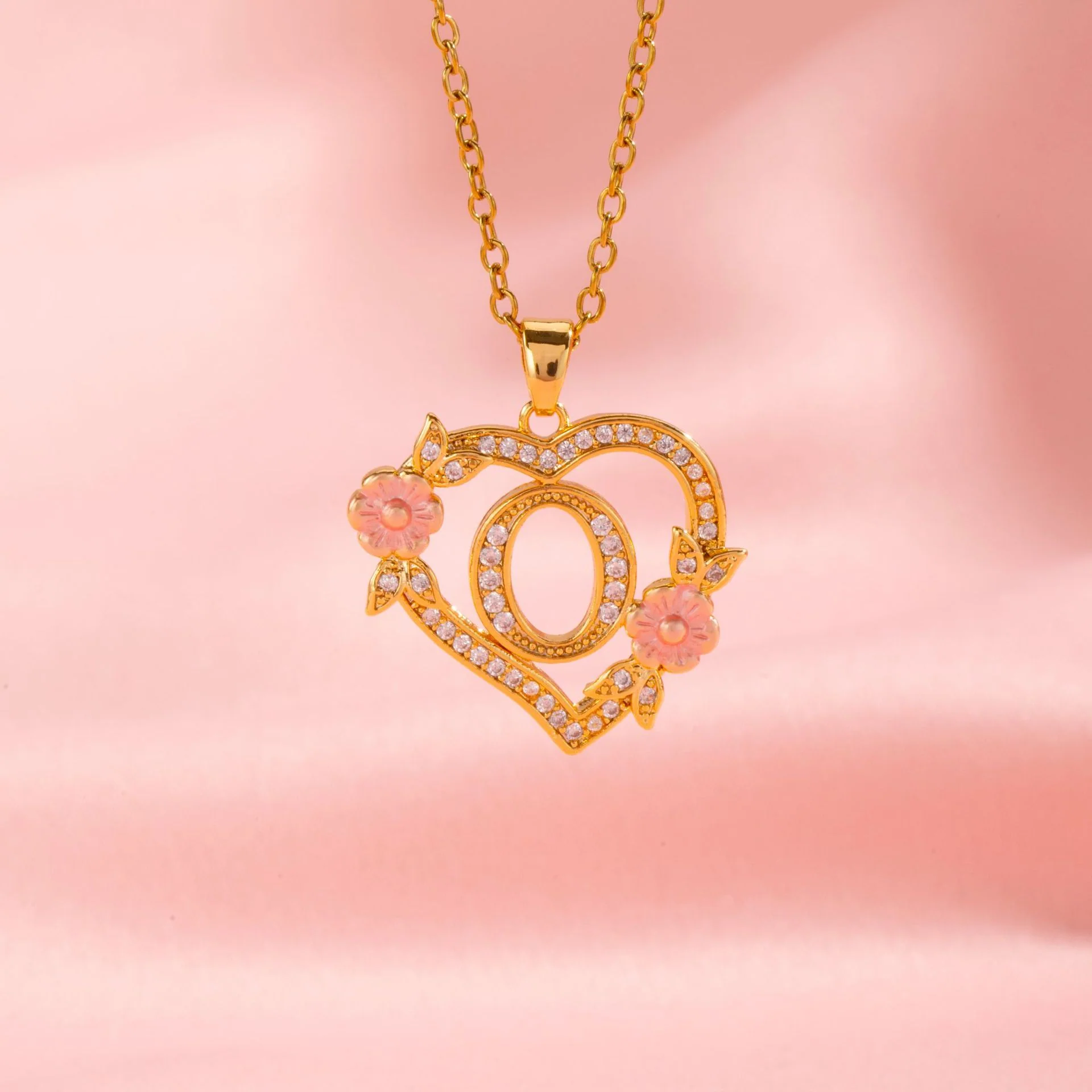 Floral Charm Initial Necklace | Gold - Image 15
