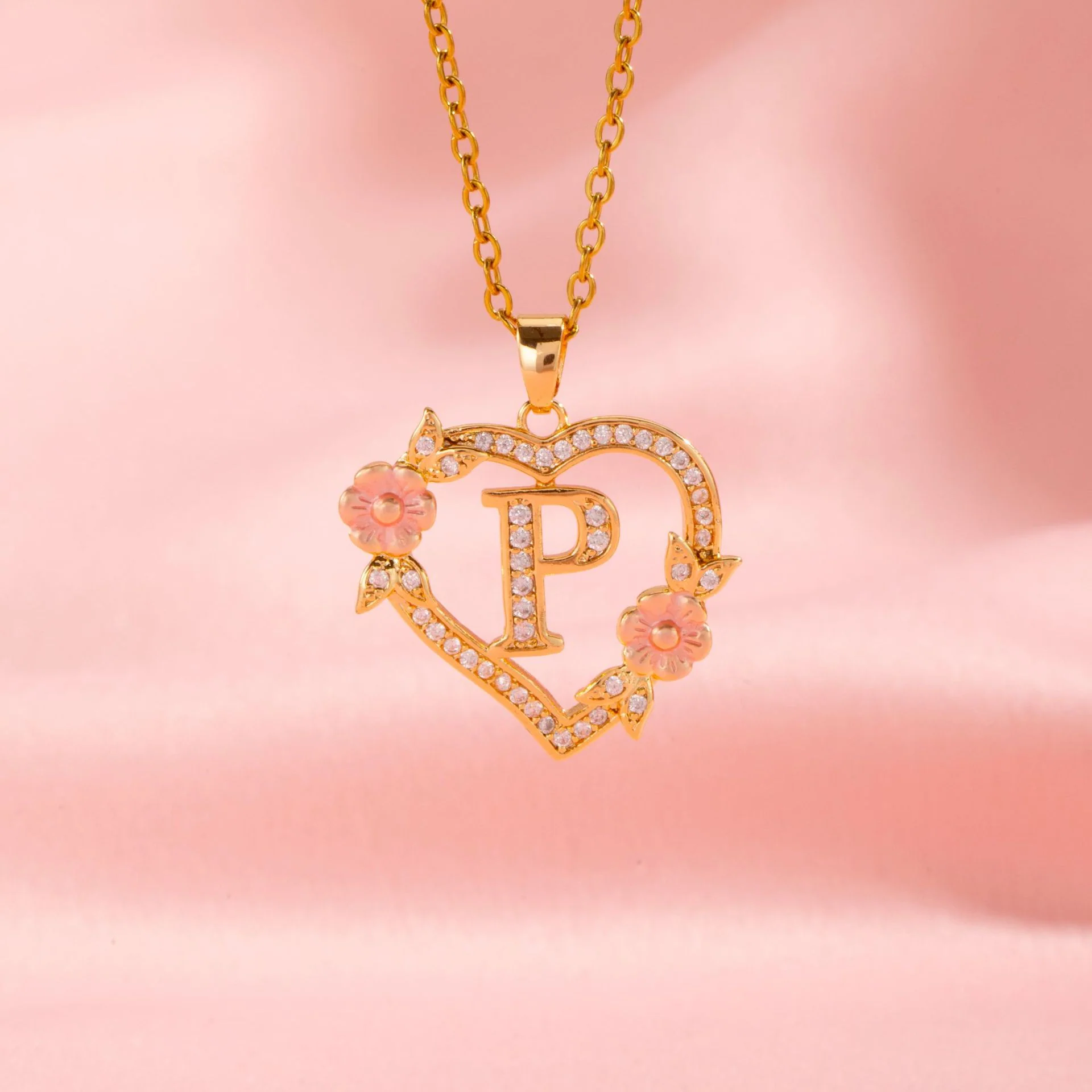 Floral Charm Initial Necklace | Gold - Image 16