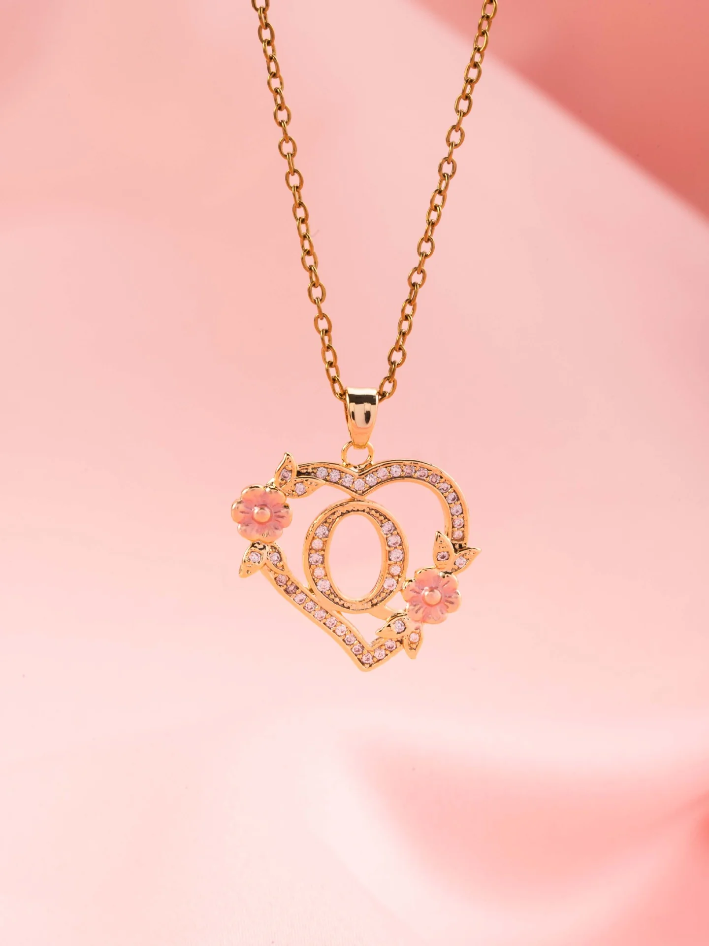 Floral Charm Initial Necklace | Gold - Image 17
