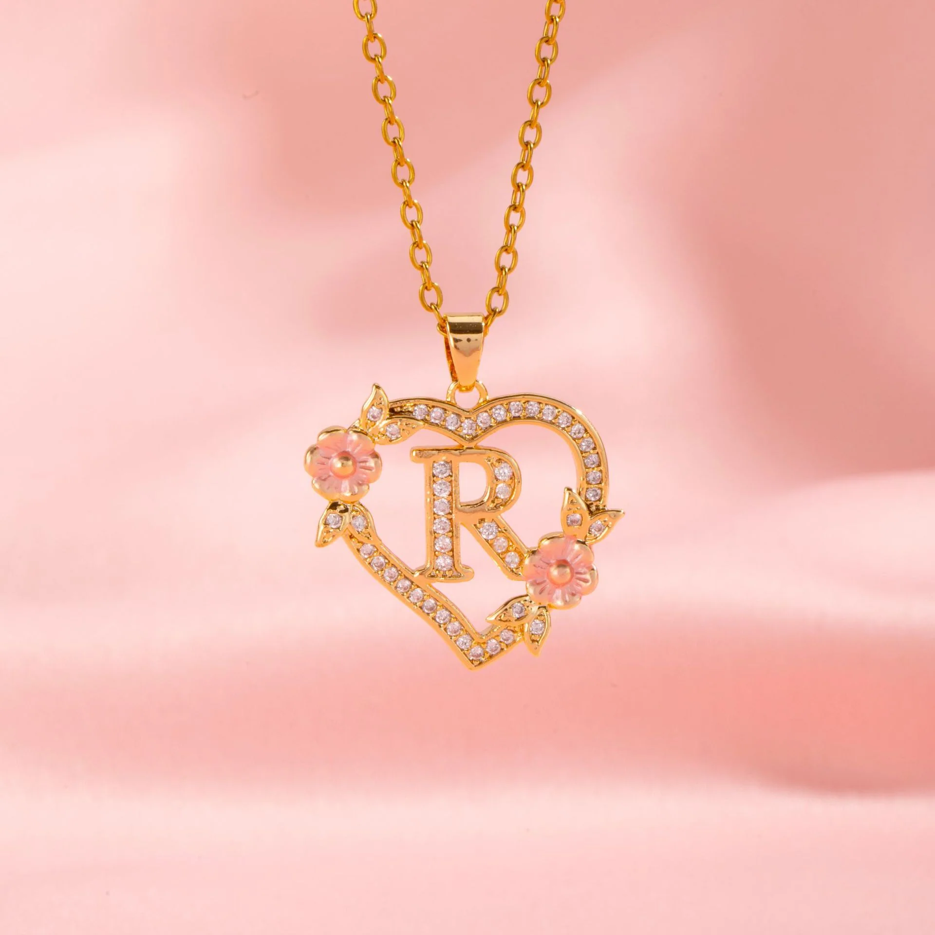 Floral Charm Initial Necklace | Gold - Image 18