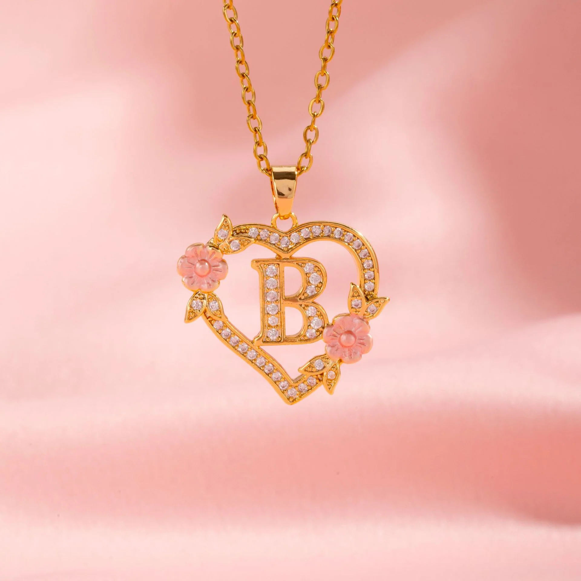 Floral Charm Initial Necklace | Gold - Image 2