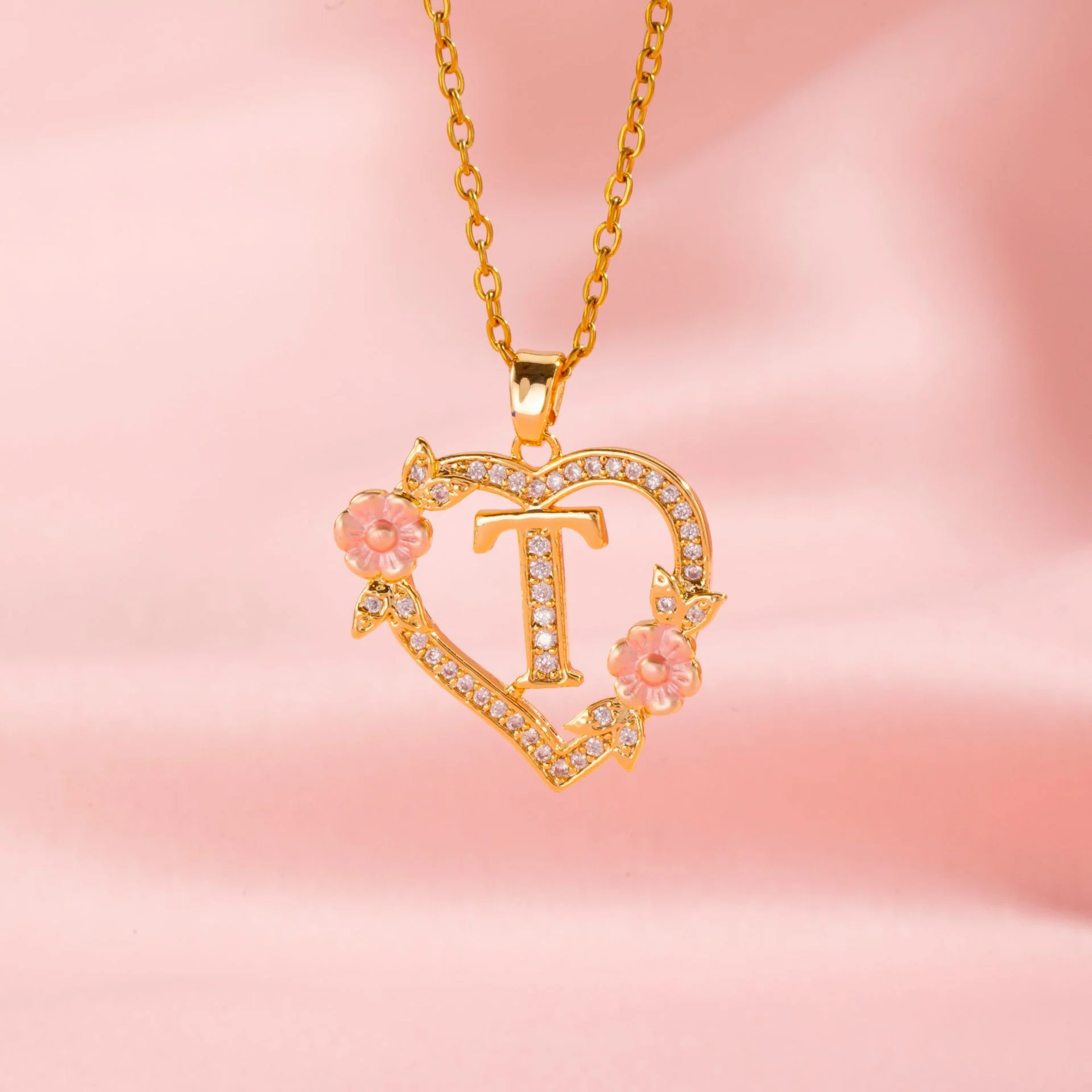 Floral Charm Initial Necklace | Gold - Image 20