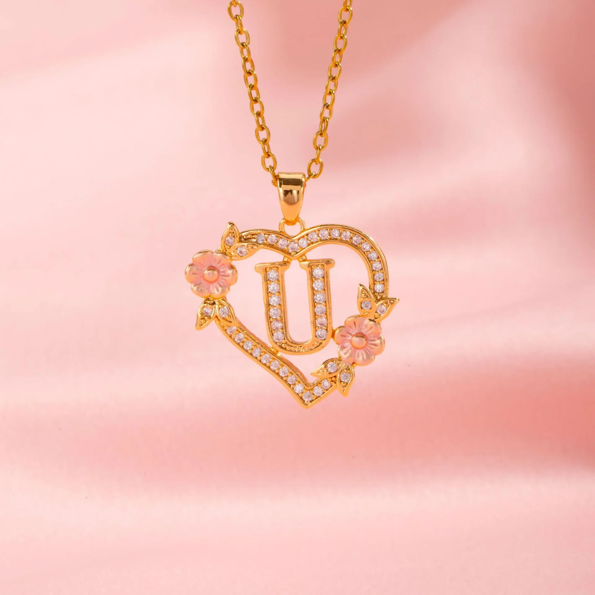 Floral Charm Initial Necklace | Gold - Image 21