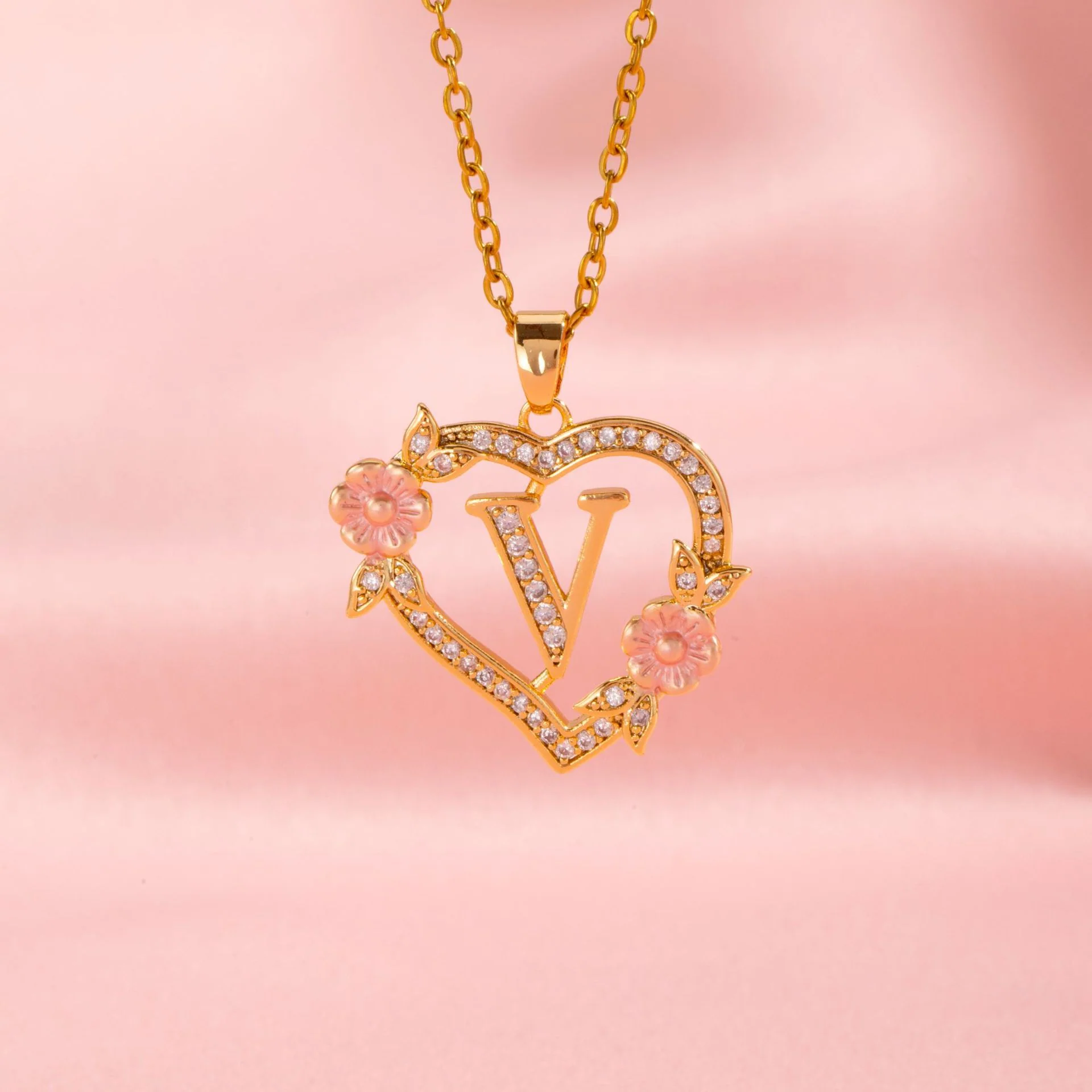 Floral Charm Initial Necklace | Gold - Image 22