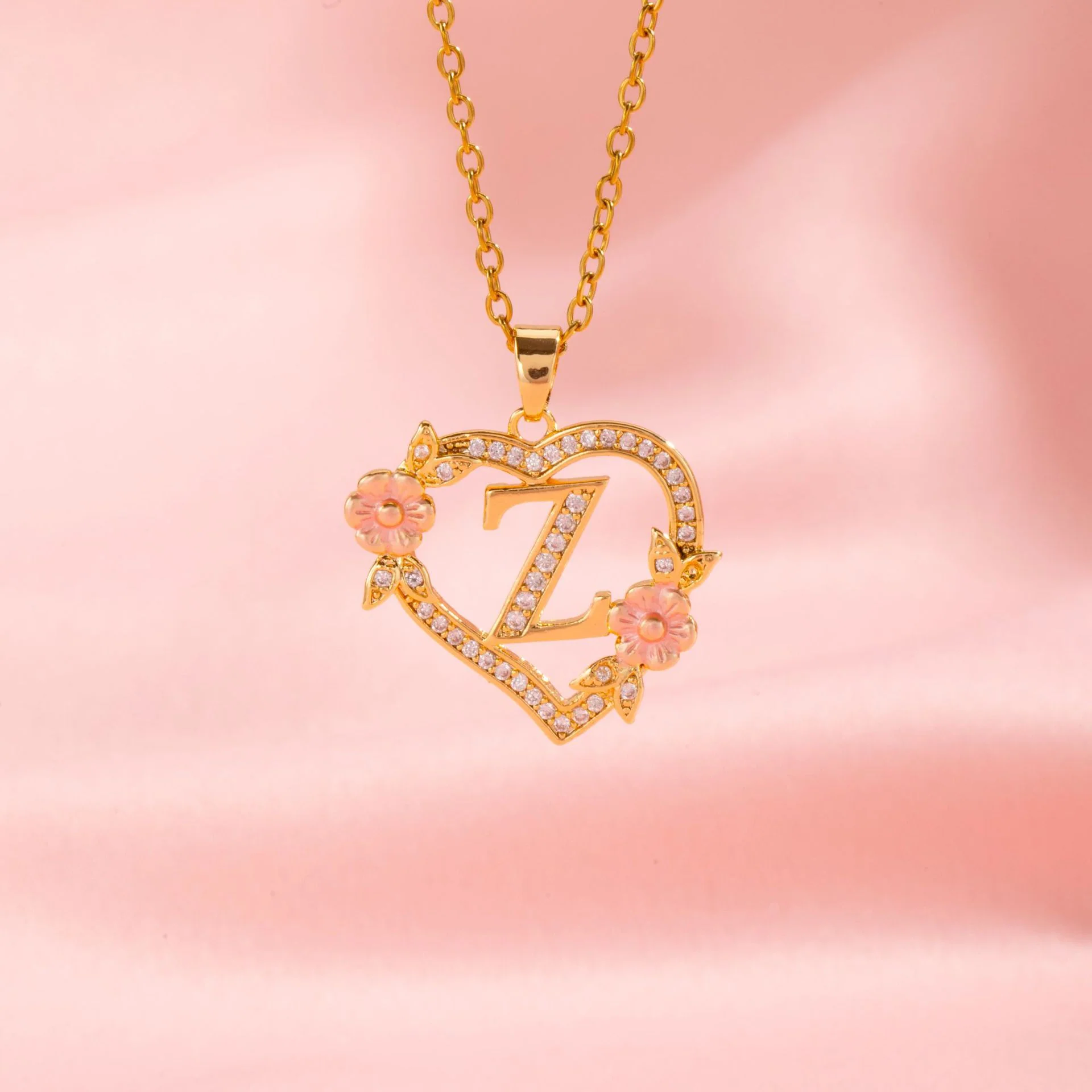 Floral Charm Initial Necklace | Gold - Image 26