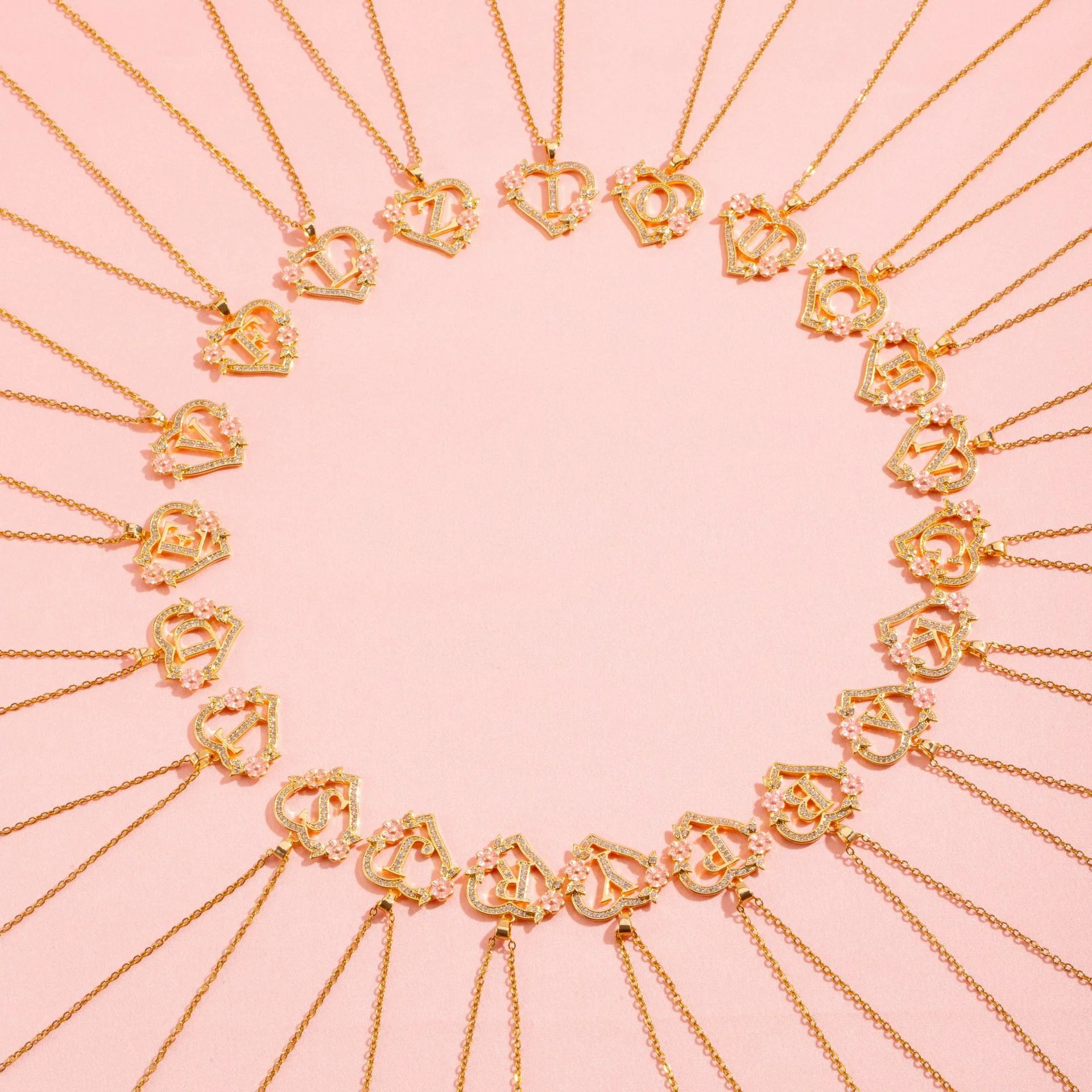 Floral Charm Initial Necklace | Gold - Image 27