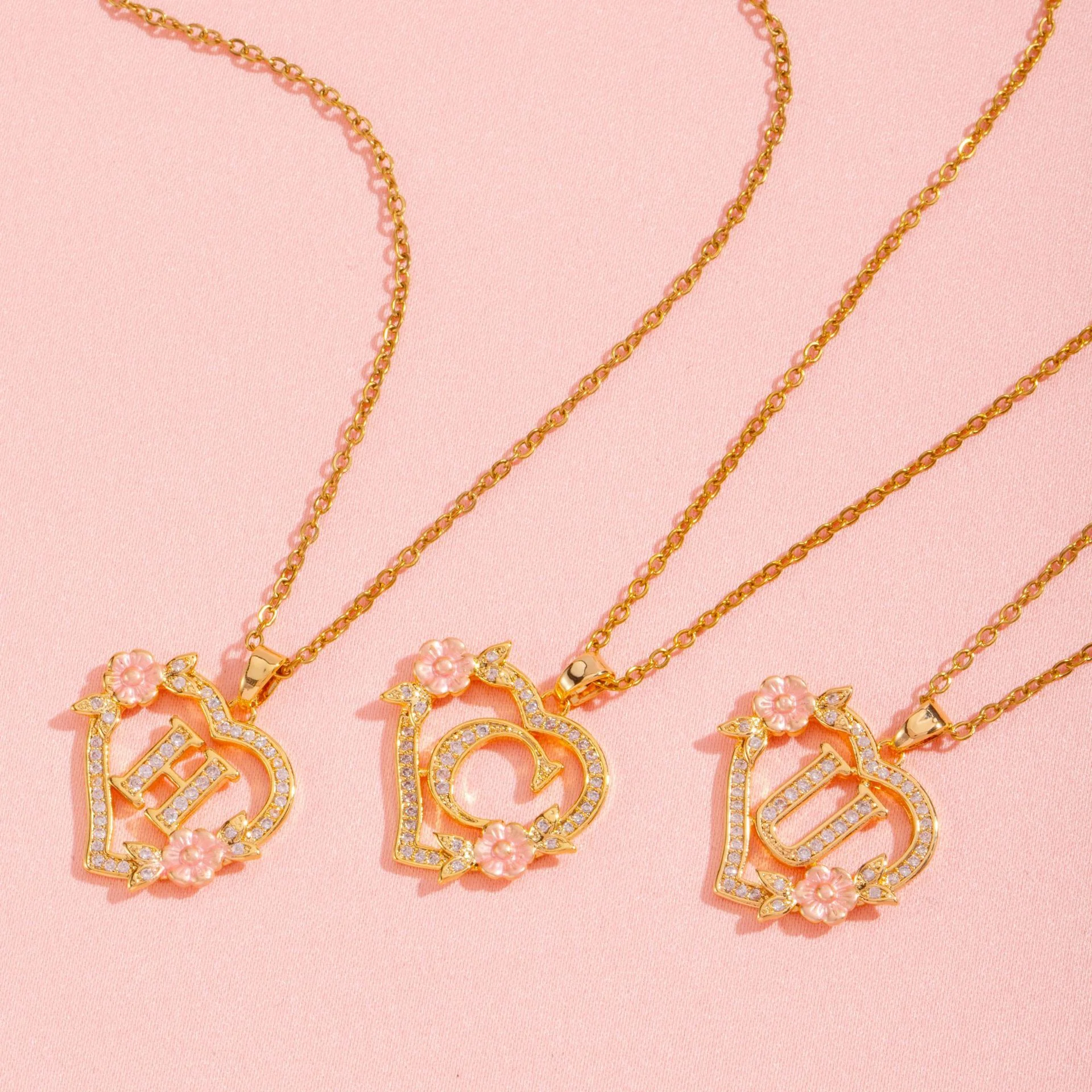Floral Charm Initial Necklace | Gold - Image 28