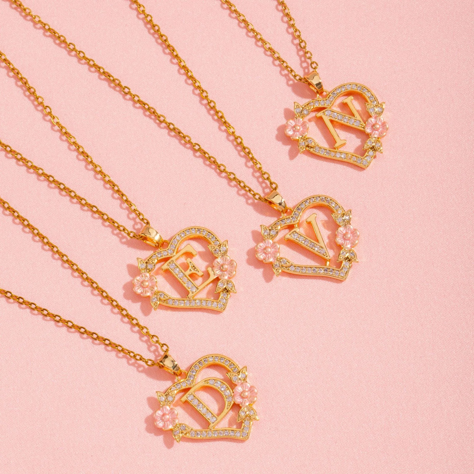 Floral Charm Initial Necklace | Gold - Image 29