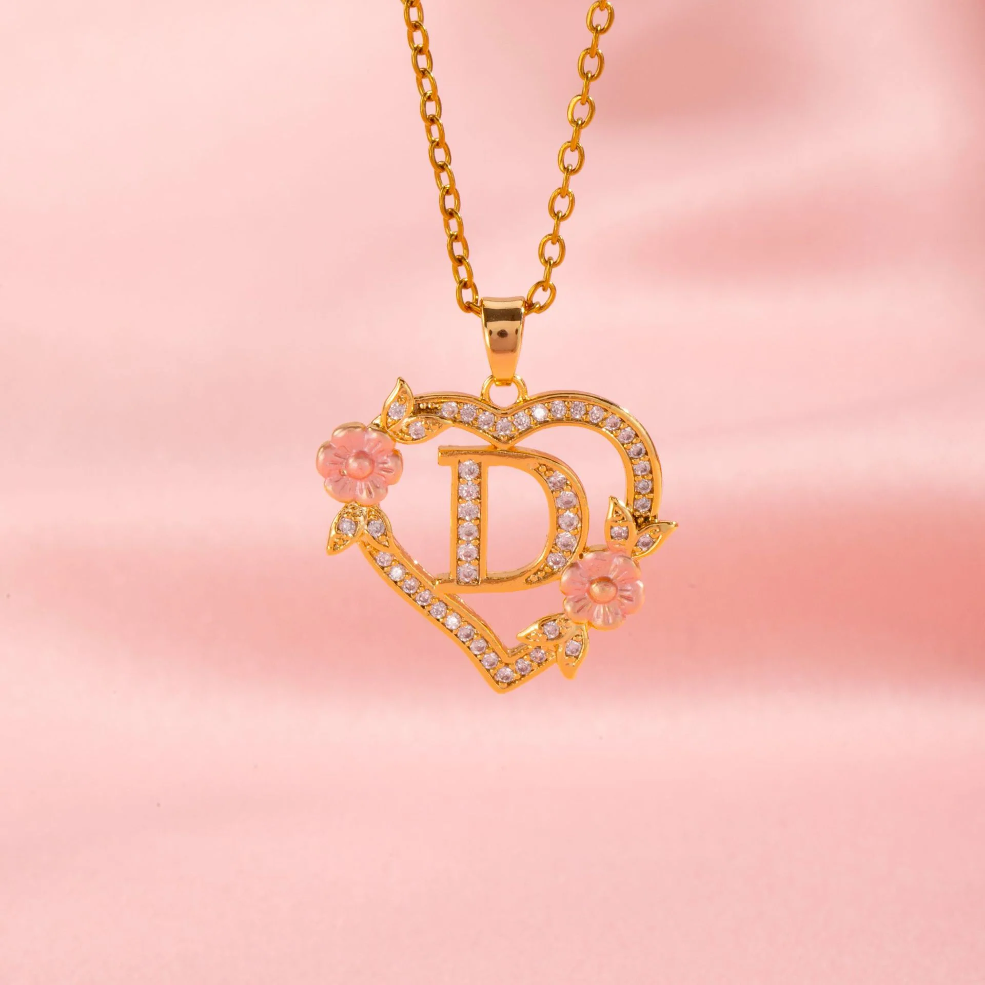 Floral Charm Initial Necklace | Gold - Image 4