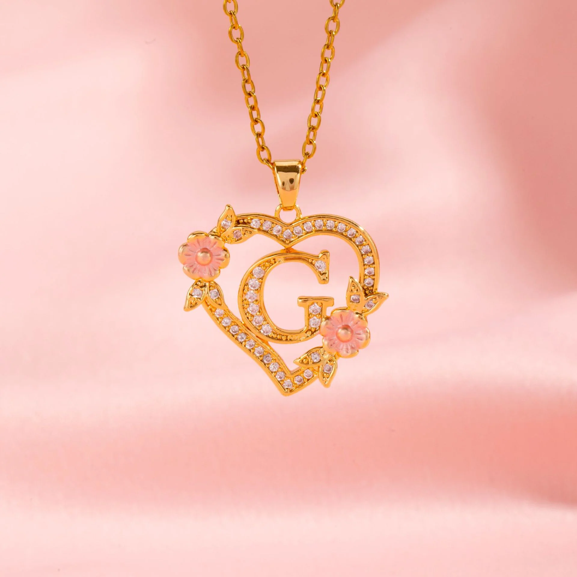 Floral Charm Initial Necklace | Gold - Image 7