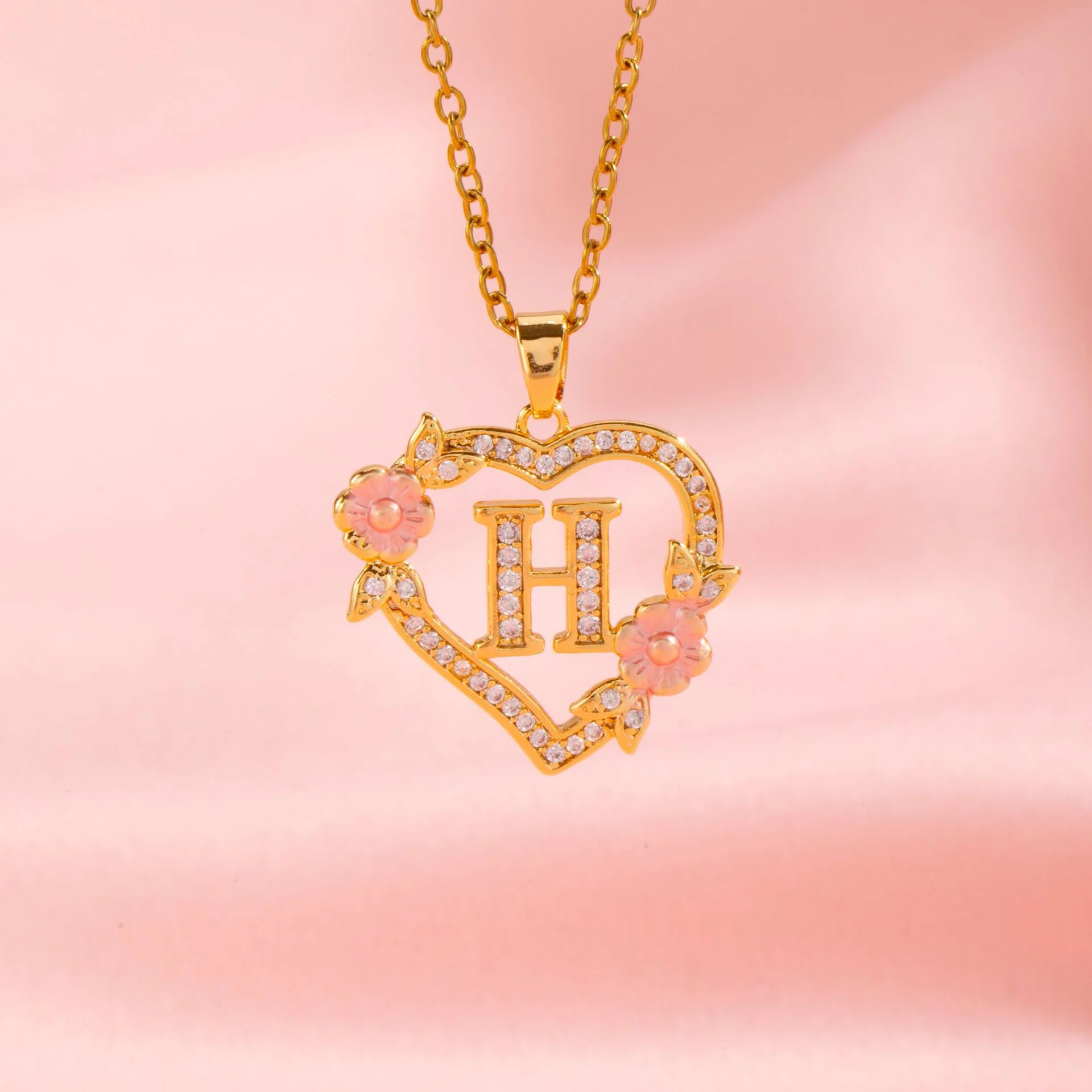 Floral Charm Initial Necklace | Gold - Image 8