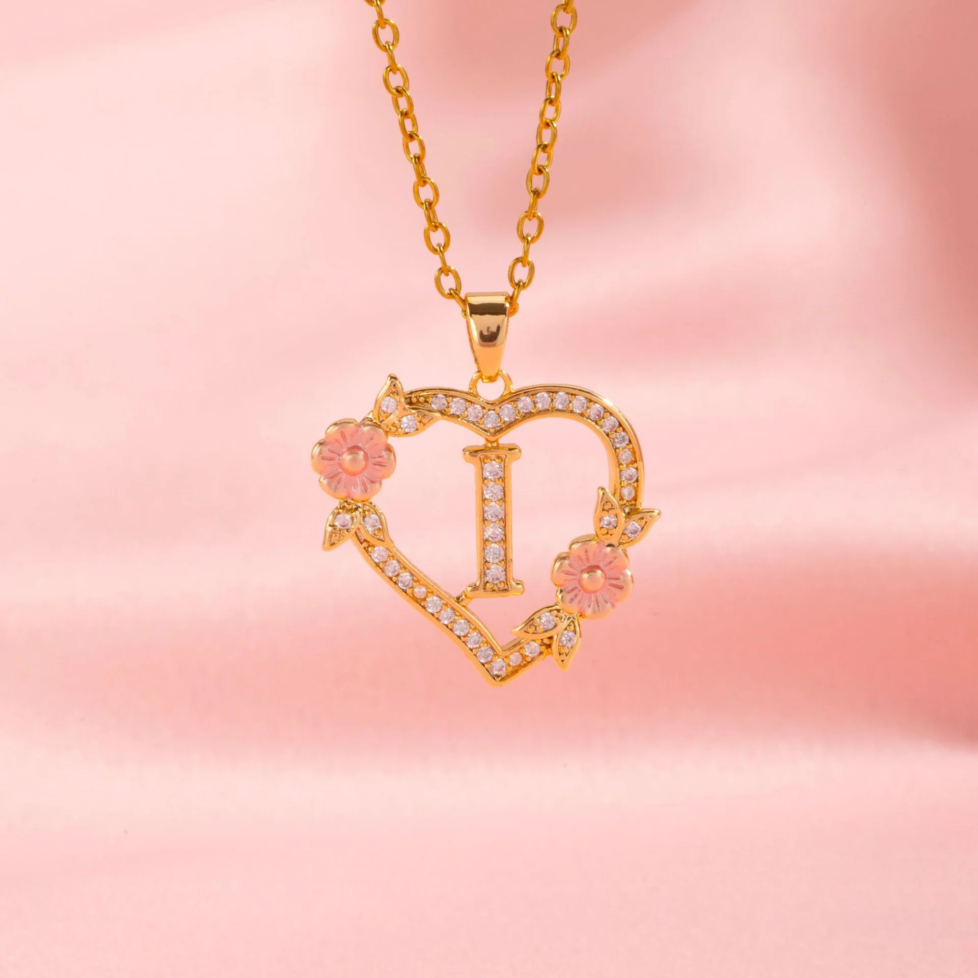 Floral Charm Initial Necklace | Gold - Image 9