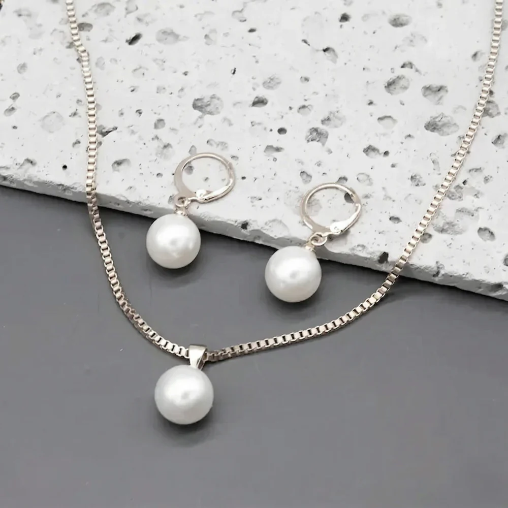 Golden Grace Pearl Jewelry Set | White Gold