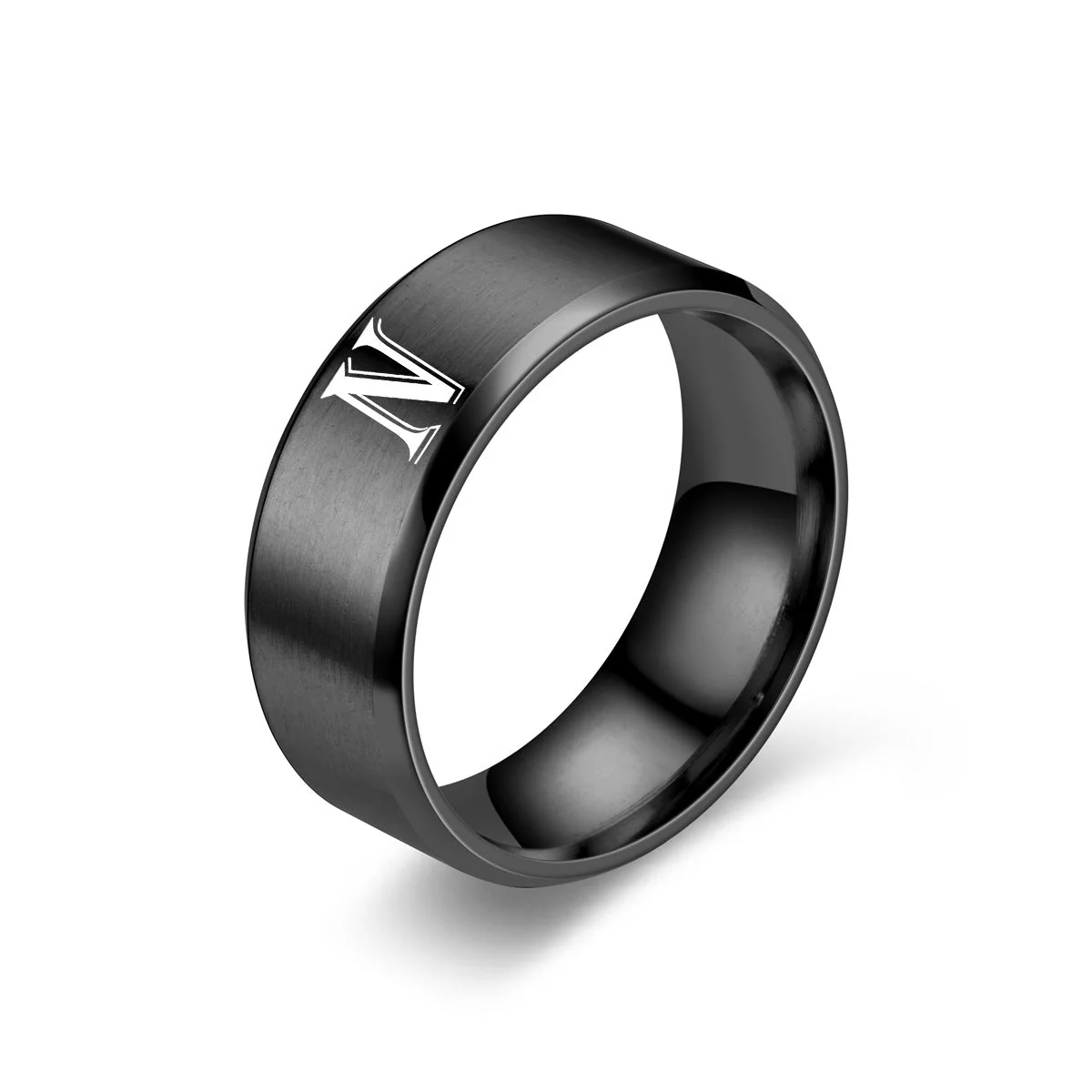 Obsidian Initial Ring | Black Finish - Image 14